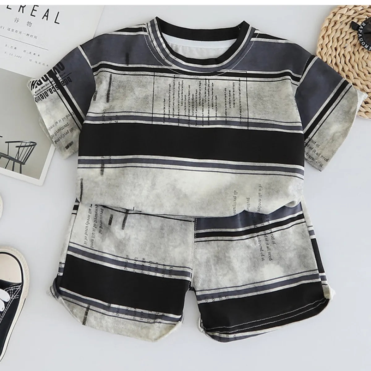 Boys' Grunge Stripe Set β Monochrome 2 Piece